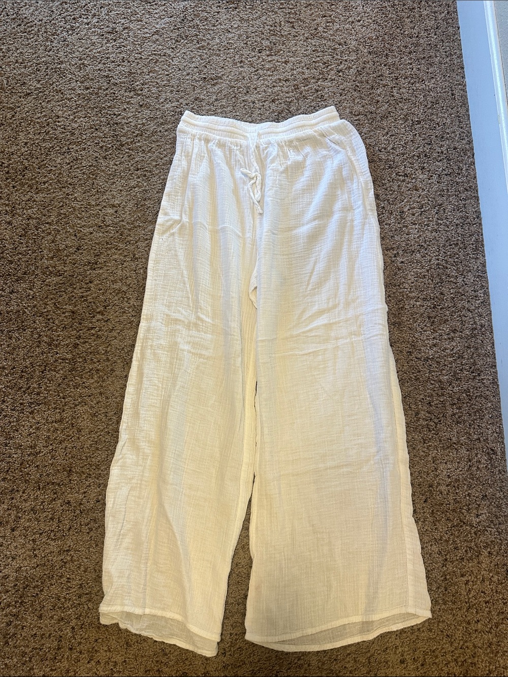 Lightweight White Gauze Wide-Leg Lounge Pants